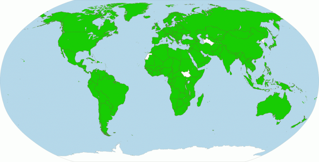 There are very few places in the world (countries in white) where CITES doesn't apply. Source - CITES.org