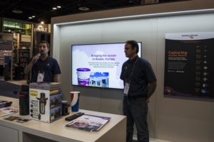 Matt DiMaggio and Eric Cassiano from University of Florida, both of whom worked on the first successful rearing of the Blue or Hippo Tang, presented a brief summary of their work at the Spectrum Brands booth