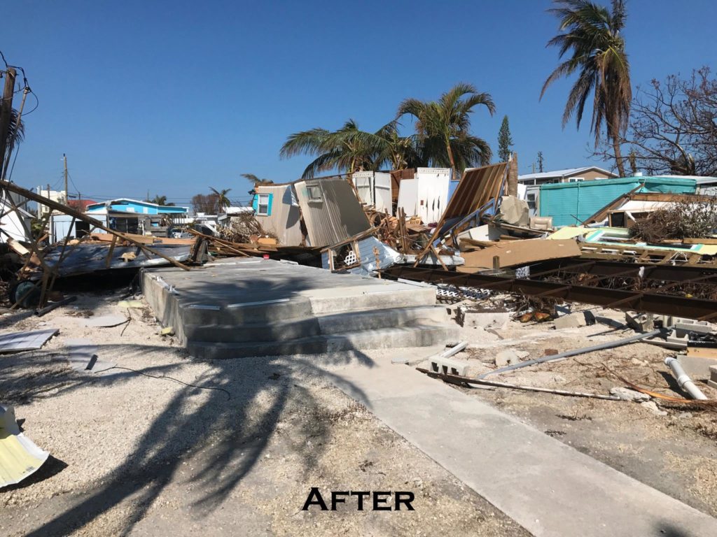 The mobile home residence used for the A&M Coral Farm in Marathon, after Hurricane Irma. Nothing remains but a concrete slab foundation.