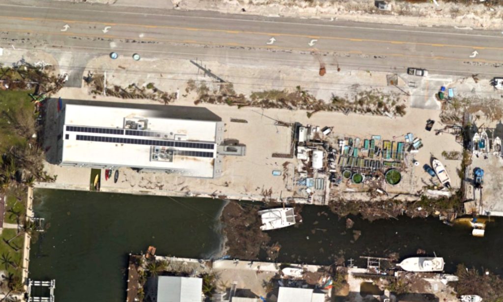 Aerial view of Elizabeth Moore International Center for Coral Reef Research &amp; Restoration (IC2R3) post Irma. Image credit: Mote Marine Lab