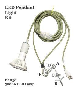 LED Pendant Light Kit with Cloth-Covered Cord and Ceiling-Mount Hardware
