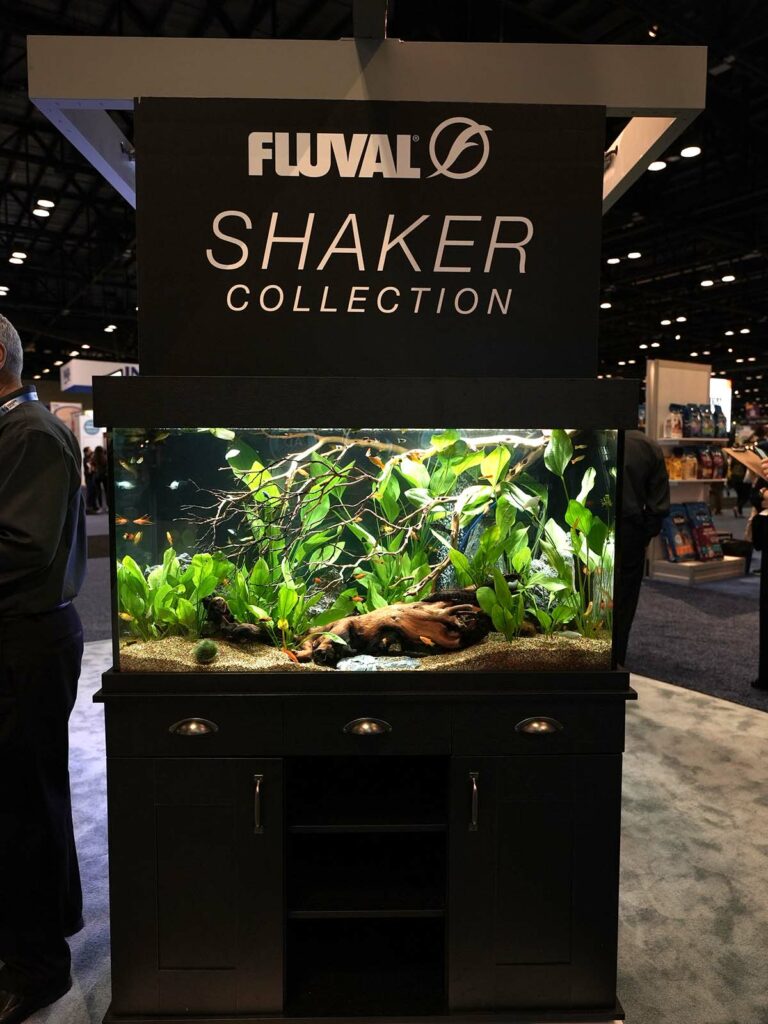 Fluval also showcased their more classic aesthetic with the Shaker Collection of aquarium furniture.