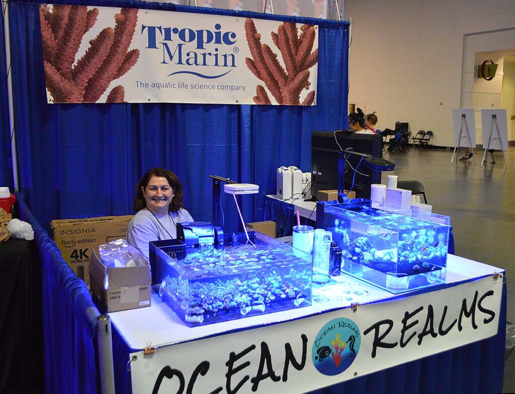 Tropic Marin and Ocean Realms were happy to talk about salt, reef additives, and of course, coral frags!